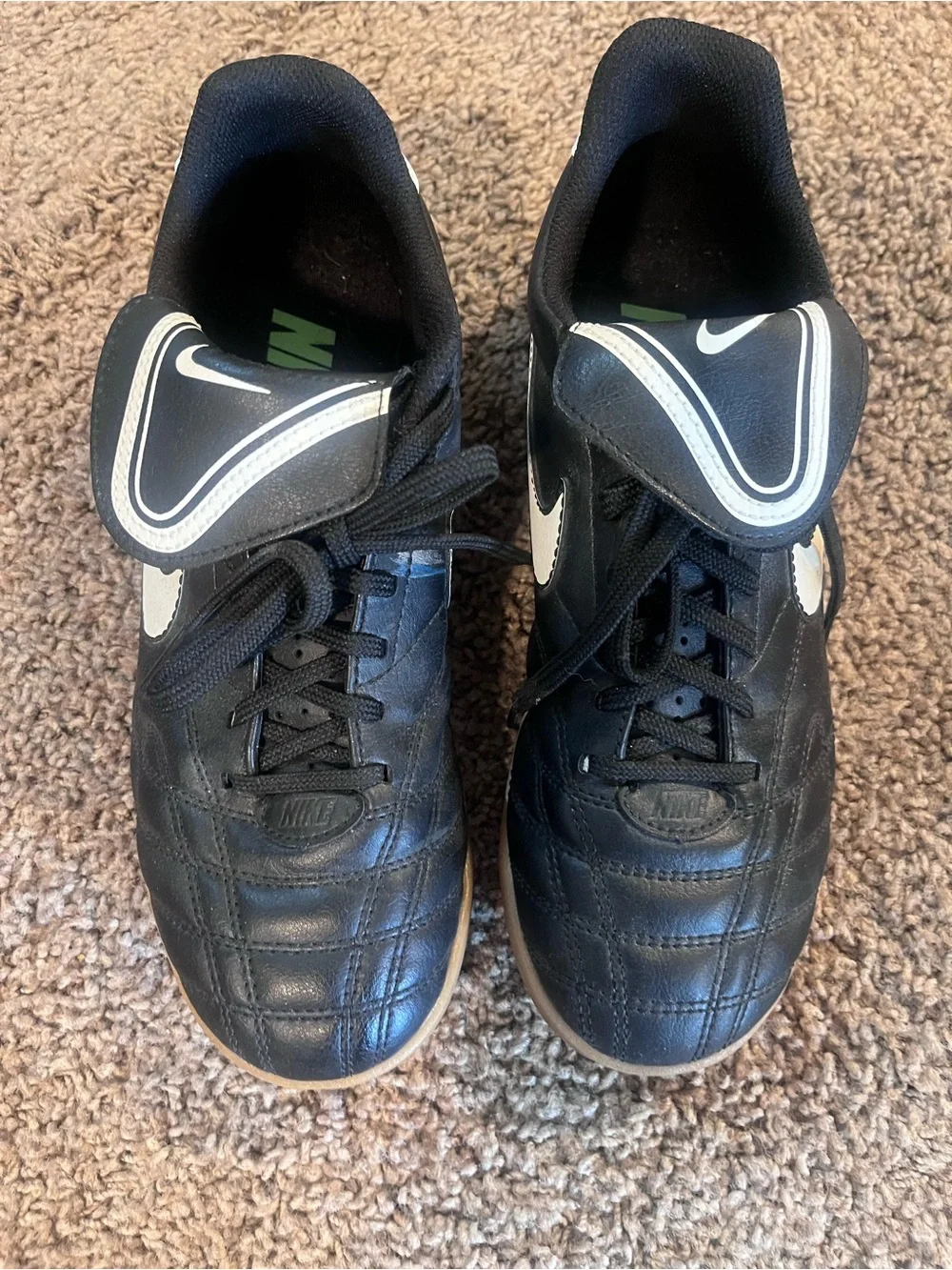 Nike Tiempo Natural III IC Mens Black&White Indoor Soccer Shoes Cleats Sz 6.5